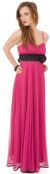 Roman Inspired Long Formal Dress with Floral Applique in Magenta